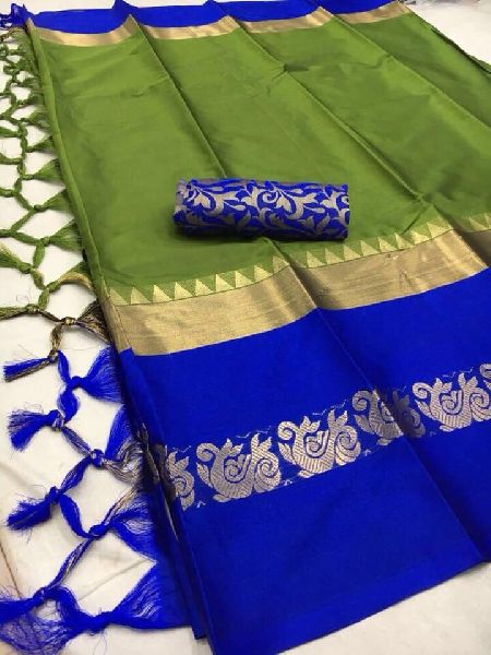 Green blue silk saree