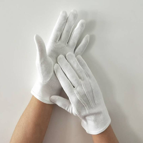 white parade gloves with gripper dots