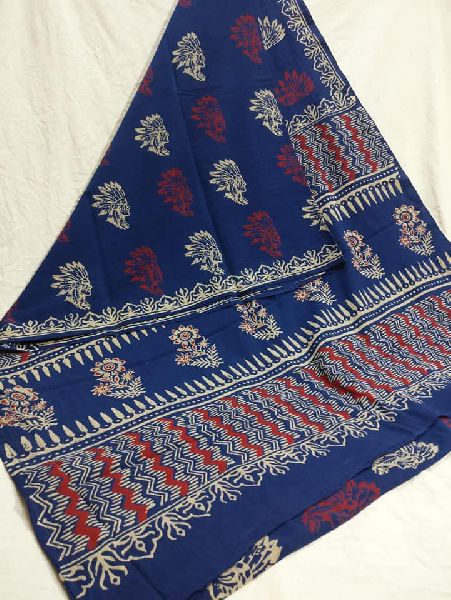 ajrakh block printed soft cotton malmal sarees with blouse