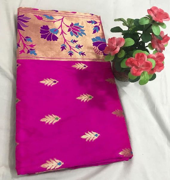 banarasi soft weaving silk sarees with meenakari weaving and blouse