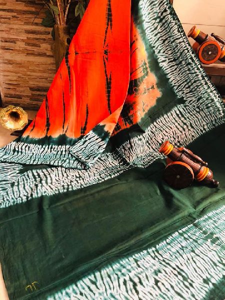 cotton mulmul indigo Shibori sarees with blouse piece