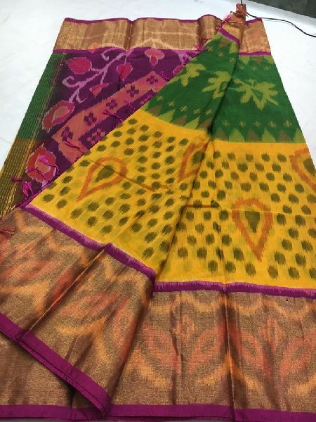 Handloom pure ikkat seiko soft silk sarees with big zari border Buy big  zari border handloom pure ikkat seiko soft silk sarees