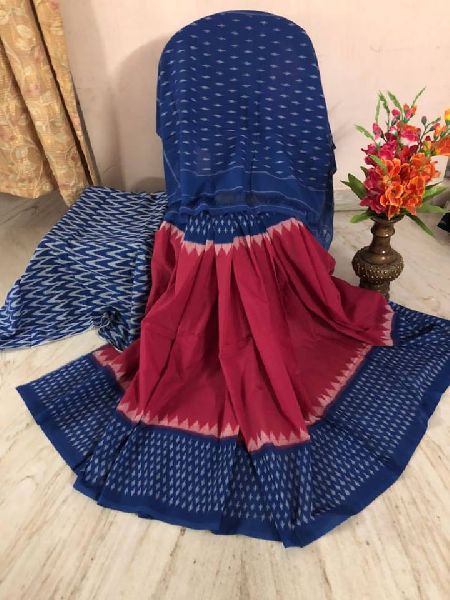 Ikkat cotton sarees with ikkat blouse