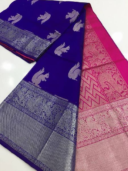 Kuppadam pattu sarees with kanchi border and plain contrast blouse