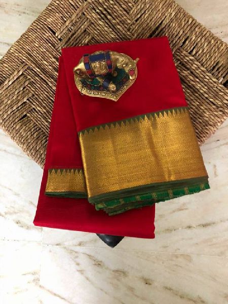 Mangalagiri pattu sarees with contrast pallu and blouse