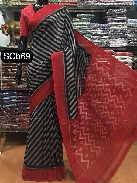 Mercerised Handloom ikkat 120 count sarees Teamed up with ikkat blouse
