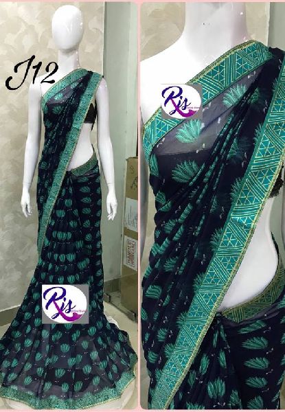 Rjs georgette printed sarees with raw silk blouse Buy raw silk blouse ...
