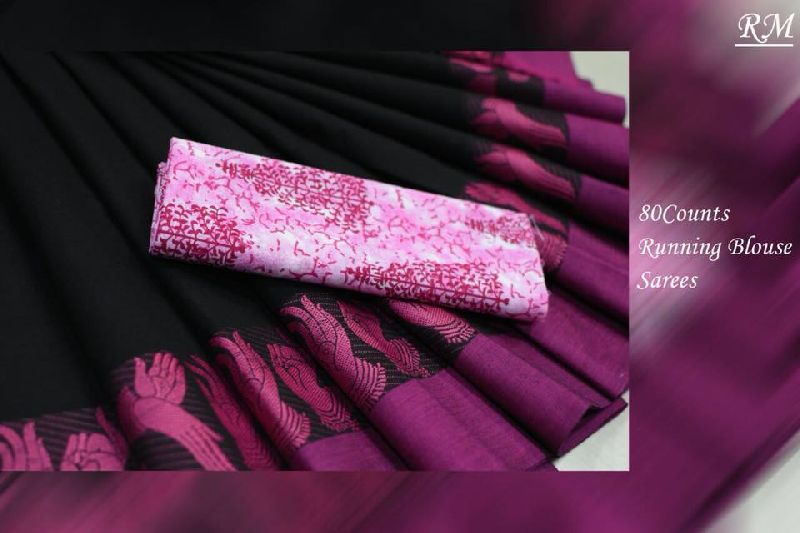RM non catalog brand chettinad 80 counts sarees with kalamkari blouse