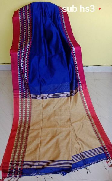 SUB handloom silk cotton temple border sarees with contrast blouse