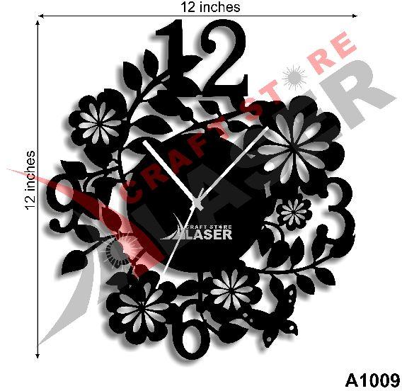 Laser Cut Designer Numeric Flower Wall Clock