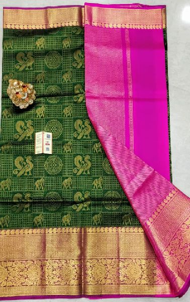 Pure Handloom Gadwal Silk Sarees with pure Kanjivaram Borders