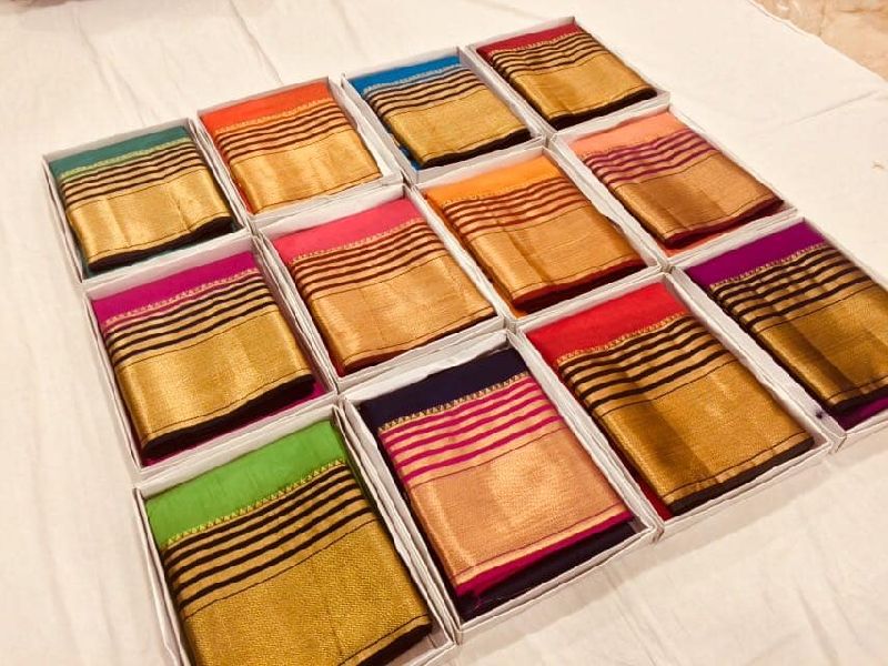 Tussar silk Light weight soft silk sarees with Contrast pallu and blouse