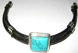 LBW-00014 Black pony leather with sterling silver bracelet