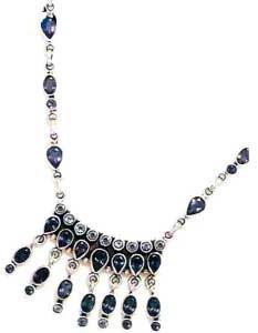SNS-00017 Sterling silver with multi colour stone antique style necklace