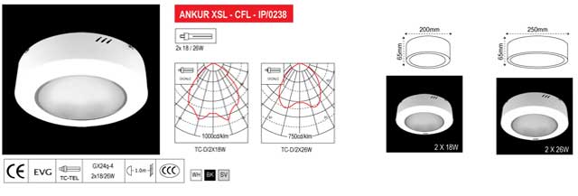 CFL Downlight (Ankur XSL CFL IP 0238)