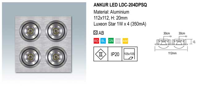 Led Light (ankur Led Ldc-204 Dpsq)