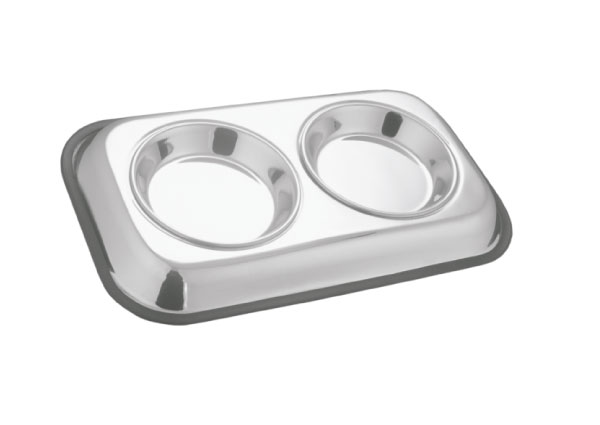 Twin Feeders-Stainless Steel - Cat Plate