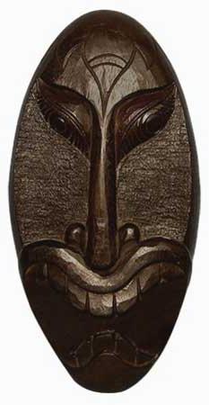 Wooden Mask Pedestal Depicts