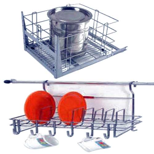 Stainless Steel Grain Trolley Pull Out, Color : Silver