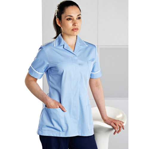 White And Navy Blue Nurse Wear For Women  Hospital Uniform For Nurses–  Uniform Sarees