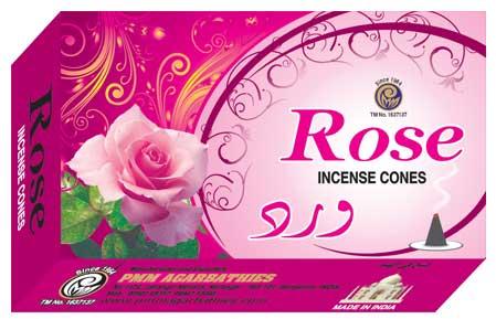 Rose Incense Cones, for Aromatic, Pooja