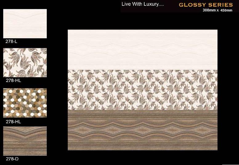 OCENO Ceramic decorative wall tiles, Size : 1x1ft, 300X450mm, 600mm X 300mm, 30x45cm