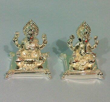 Silver Plated Laxmi Ganesha, for Temple Etc., Feature : Attractive Pattern, Fine Finished