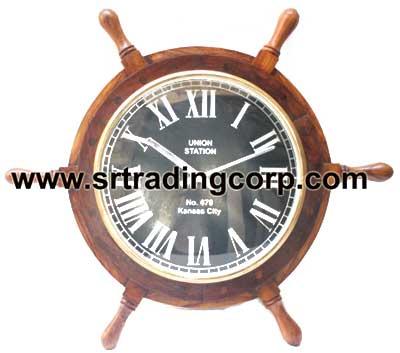 Wooden Ship Wheel Clock