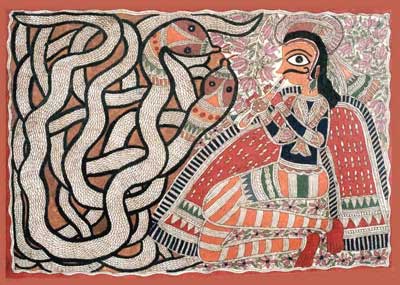 The Sapera Dancing with Cobra Painting