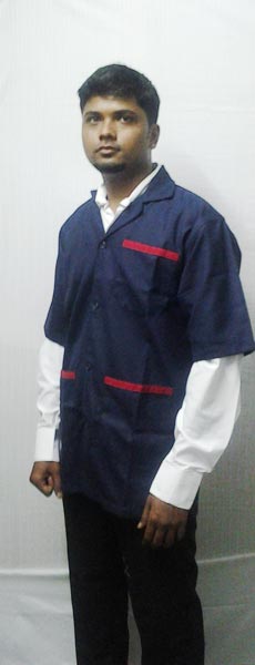 Lab Coat_blue with Red Piping