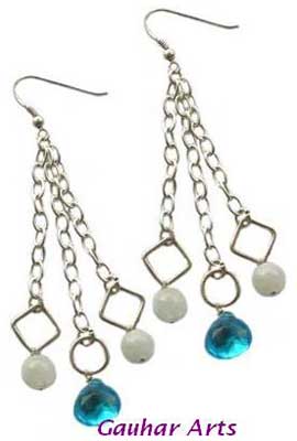 Aqua Stone Silver Earrings