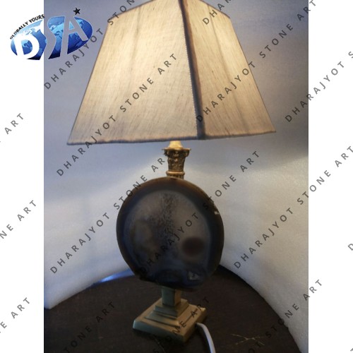 BLACK AGATE STONE TABLE LAMP