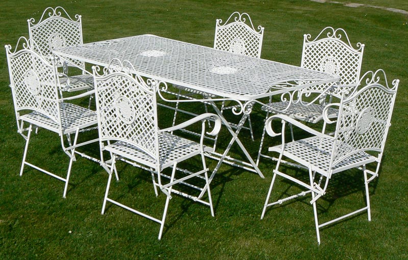 White Wrought Iron Dinning Table