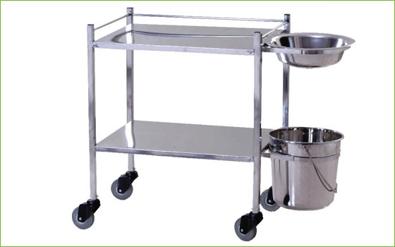 DRESSING TROLLEY WITH SS BOWL & BUCKET