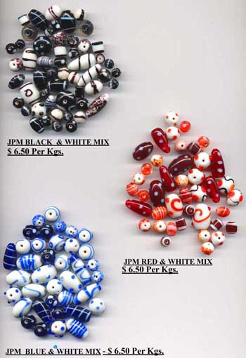 Black, Red,Blue, White Mix Beads