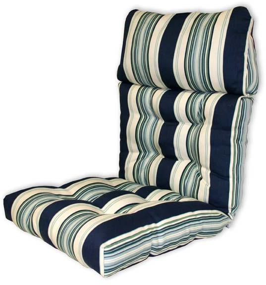 Bold Blue Striped Tufted Chair Cushion