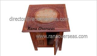 Wooden Carved Brass Table