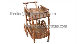 Wooden Carved Serving Trolley