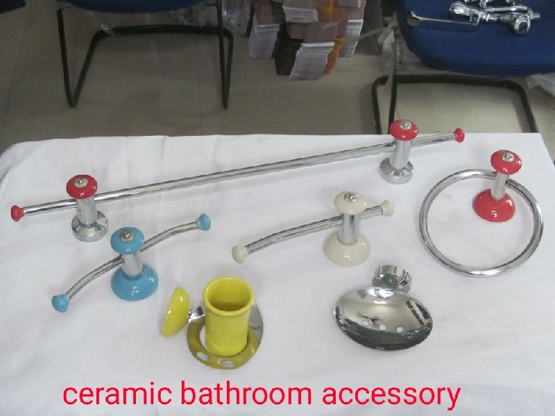 Polished Brass Ceramic Bathroom Accessories, Color : Multi Colour