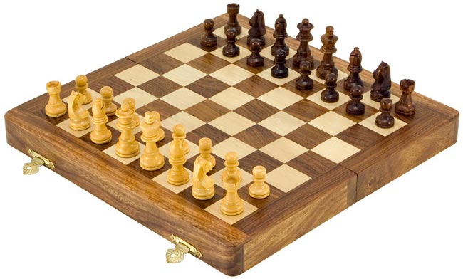 Sheesham Folding Magnetic Travel Chess Set - (10 Inch)
