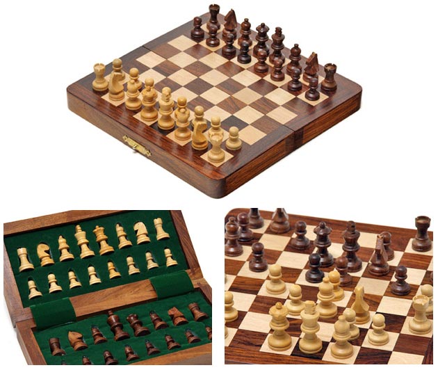Sheesham Folding Magnetic Travel Chess Set - (7 Inch)
