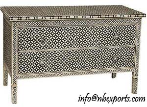 Rectangular Bone Inlay Chest Drawer (NB-CHD-103), for Industries, Color : Silver