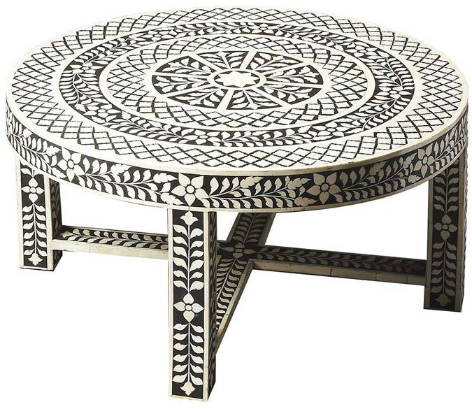 Bone Inlay Coffee Table (NB-CFTL-103), Feature : Durable, Eco-Friendly, Shiney