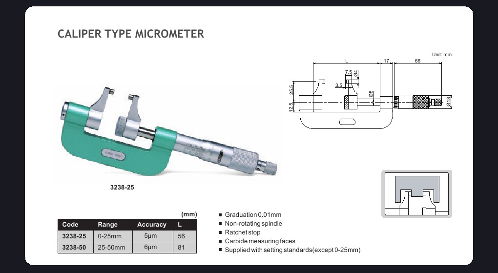 Insize Caliper Type Micrometer