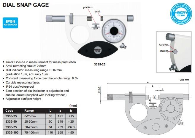 Insize Dial Snap Gage