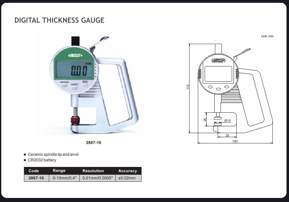 Insize Digital Thickness Gage