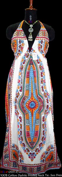 100% Cotton Fine Dashiki halter dress, for Casual / Evening / Party, Model Number : 0551-C