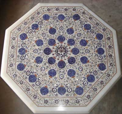 White Marble Inlaid Table Top