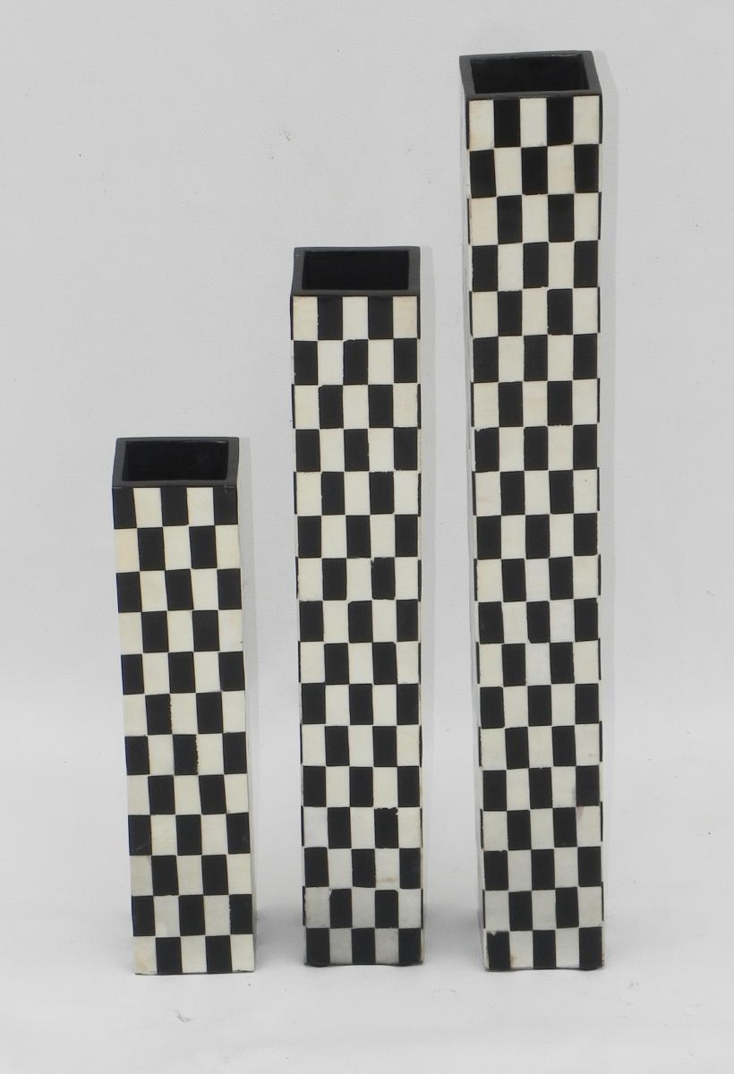 Checker Bone & Horn Vases S/3