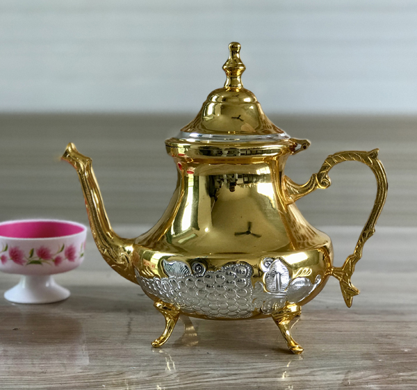 Gold Embossed Brass Teapot